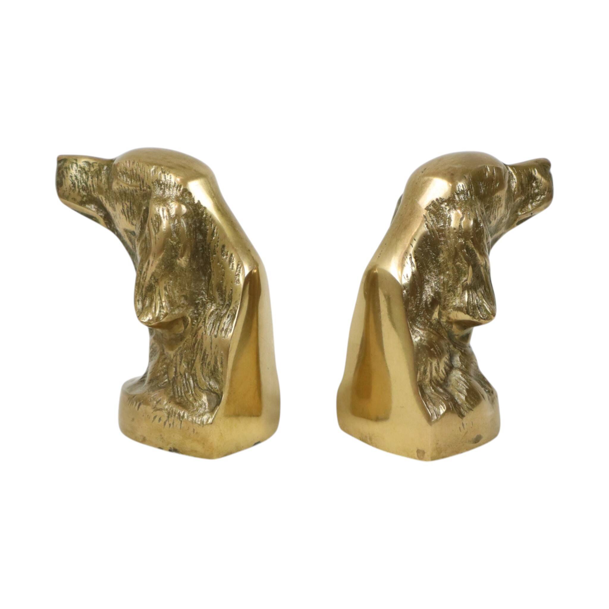 Vintage Pair of Brass Bookends for Irish Setter Dogs