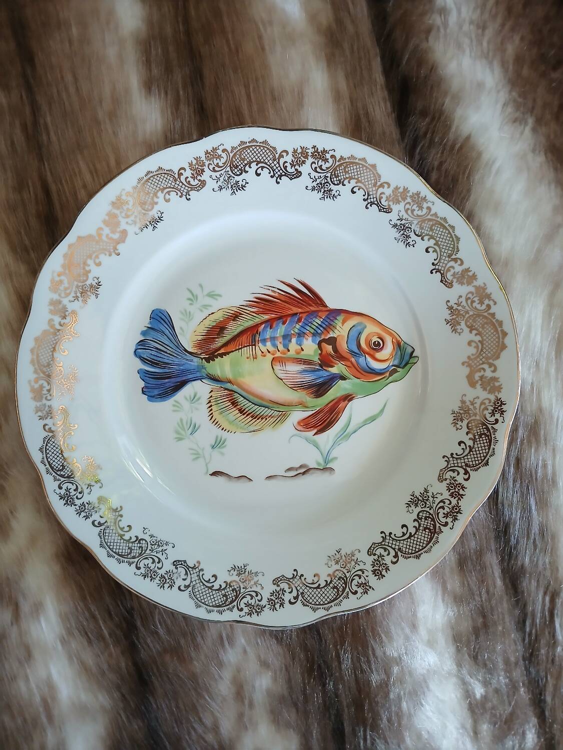 12 antique "Royal" dinner plates + 1 dish