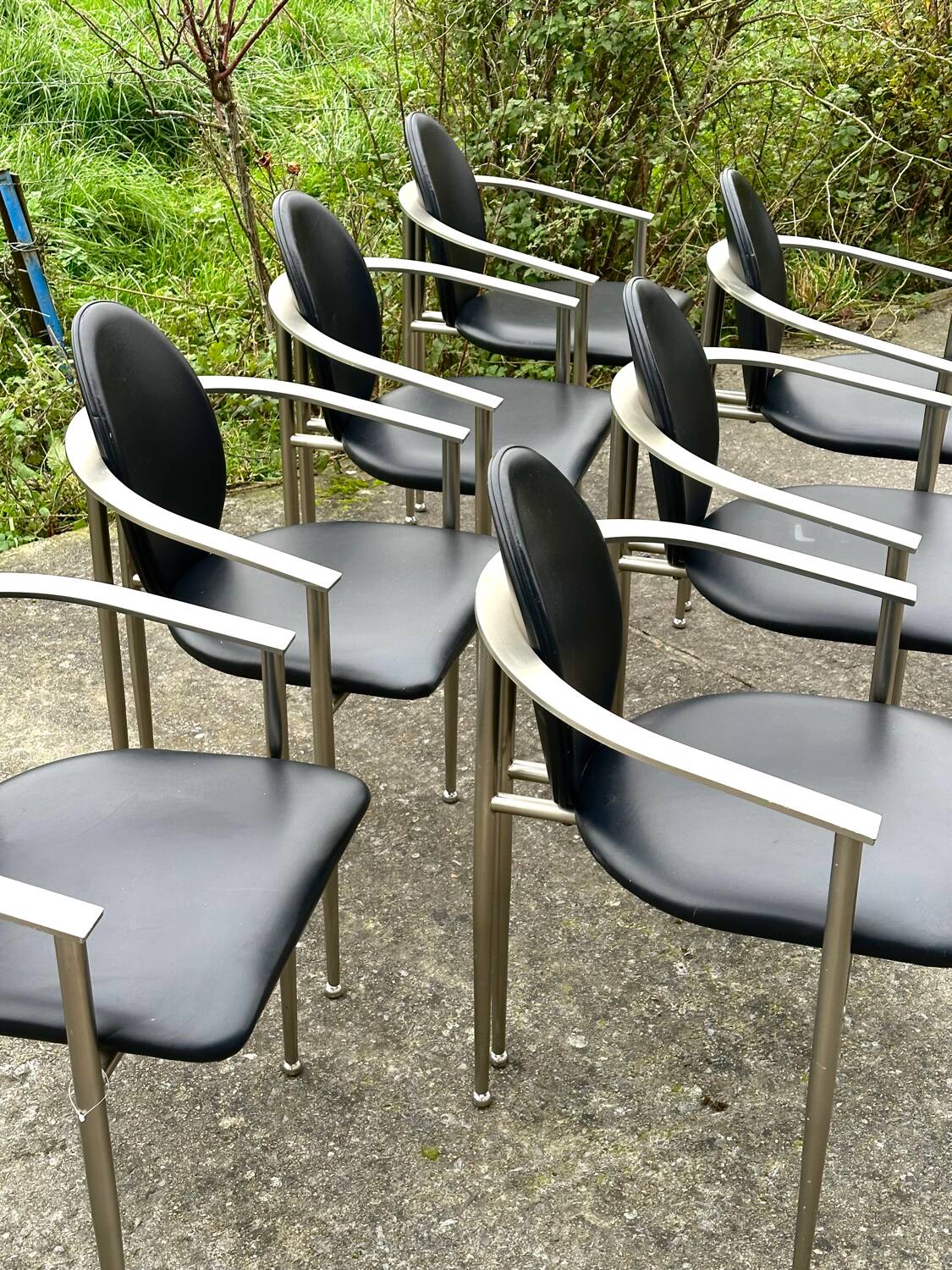 Set of 7 Belgo Chrome chairs from the 1980s