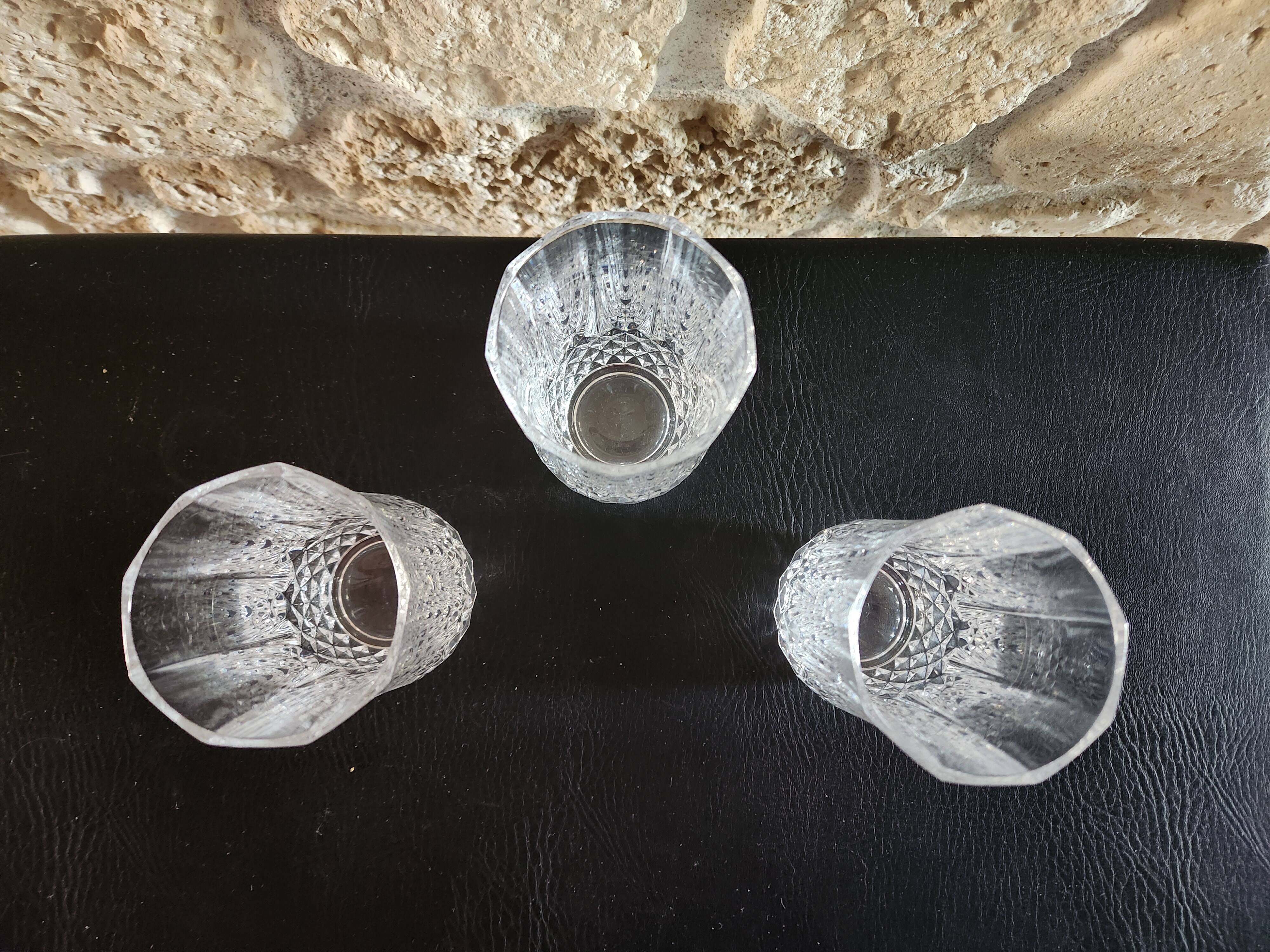 Set of 3 cut glasses - Longchamp style, Cristallerie d'Ar