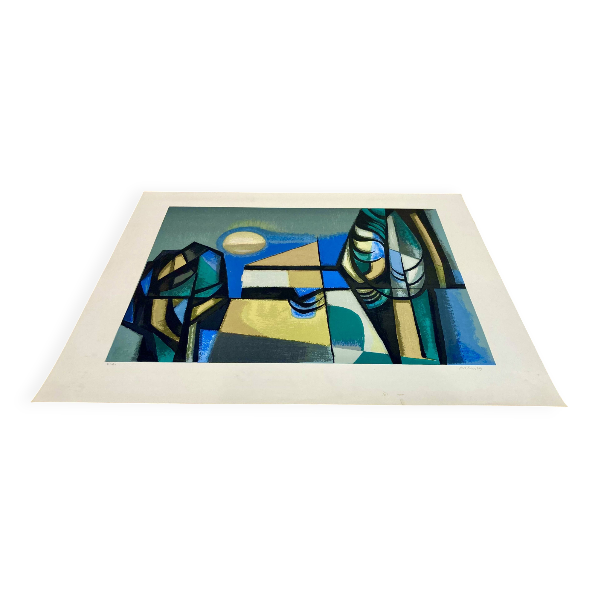 Lithograph signed "Albert Ferenz" Design 1950.