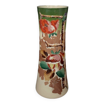 Early 20th century opaline enameled vase with floral decoration