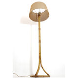 Rattan floor lamp from the 60s by Louis Sognot