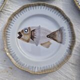 Lot de 9 assiettes plates saint Amand decor poissons