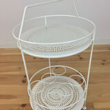 Dessert perforated sheet metal and white wrought iron, round, by Fermob