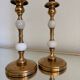 60s gold alabaster metal candlesticks