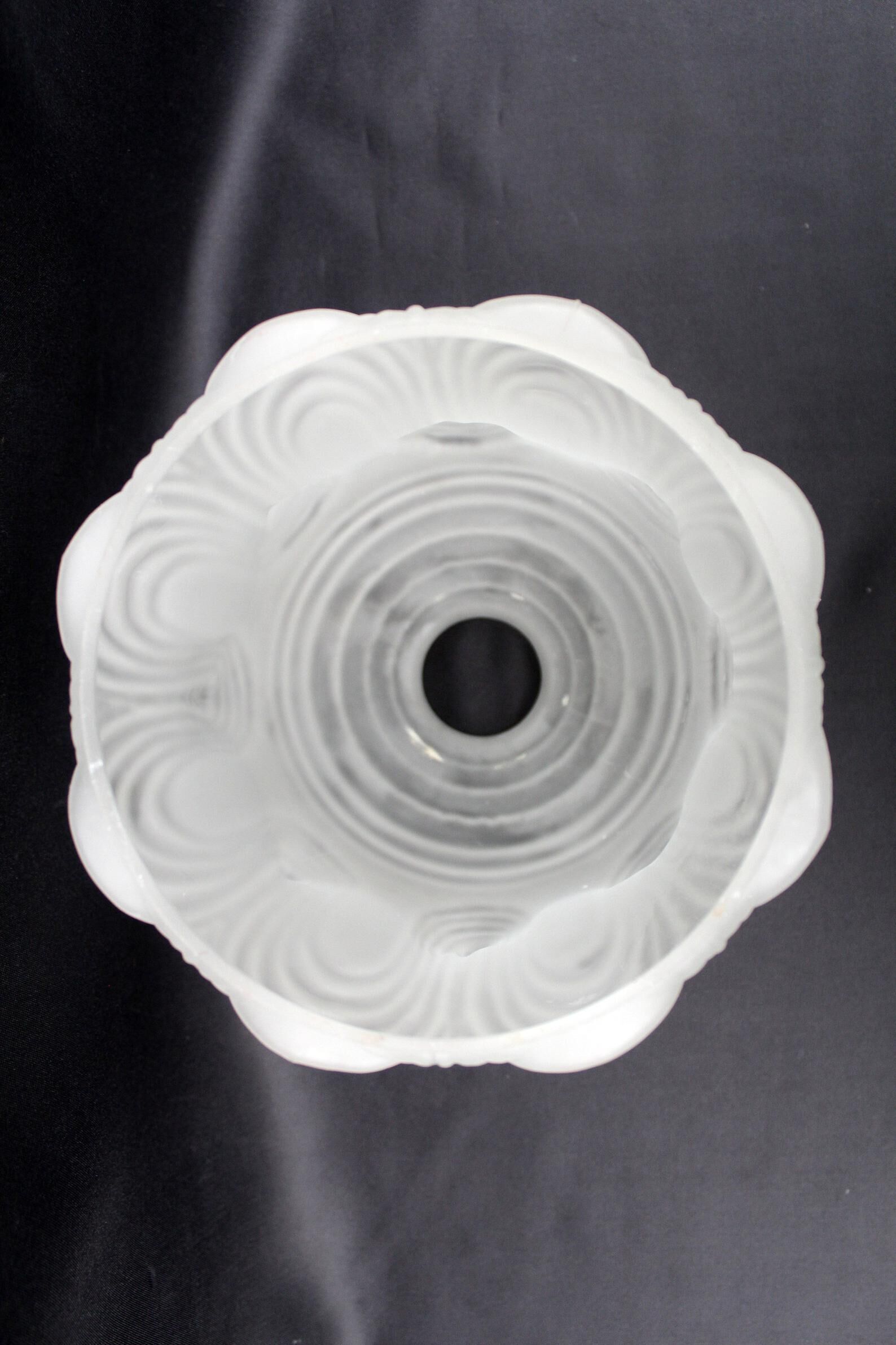 Art deco, vintage frosted white glass globe, swirl design light shade