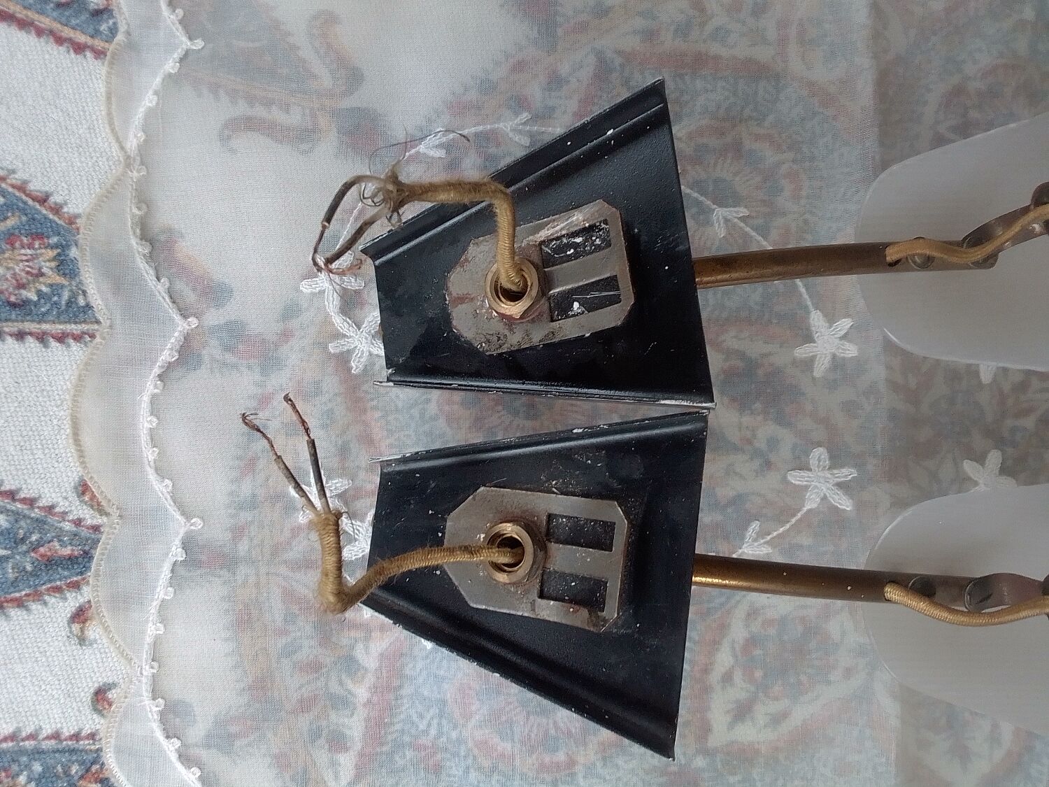 Pair of brass plastic sconces