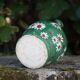 Vintage gargoulette, jug, green painted pitcher with daisy patterns