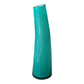 Vase Design Corne/Courbé effets nervures. Bleu turquoise