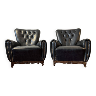 Lot de 2 fauteuils Chesterfield