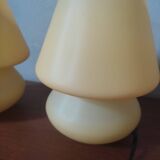 Pair of mushroom glass bedside lamps