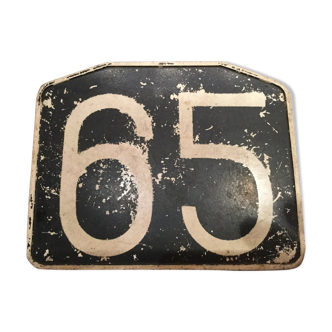 Plaque ancienne de ligne de bus en bakélite