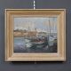 Painting "Thoniers at Dock", oil on panel, signed G. Boulard – Mid 20th century