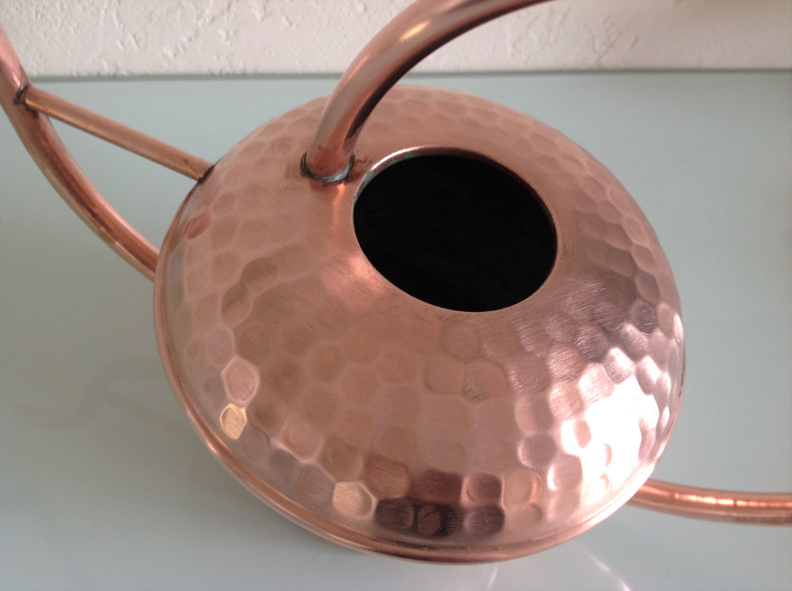 Arrosoir en cuivre brossé par Lecellier Villedieu vintage  années 60-70
