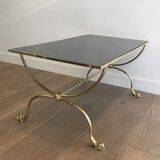 Neoclassical brass style coffee table with dolphin head decoration