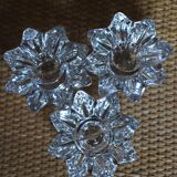 Set of 3 vintage star and flower glass candle holders