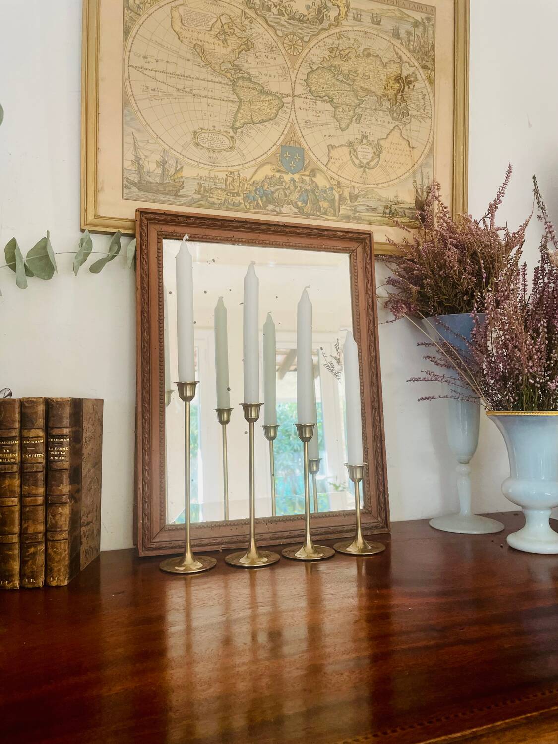 Set of 4 Scandinavian brass candlesticks