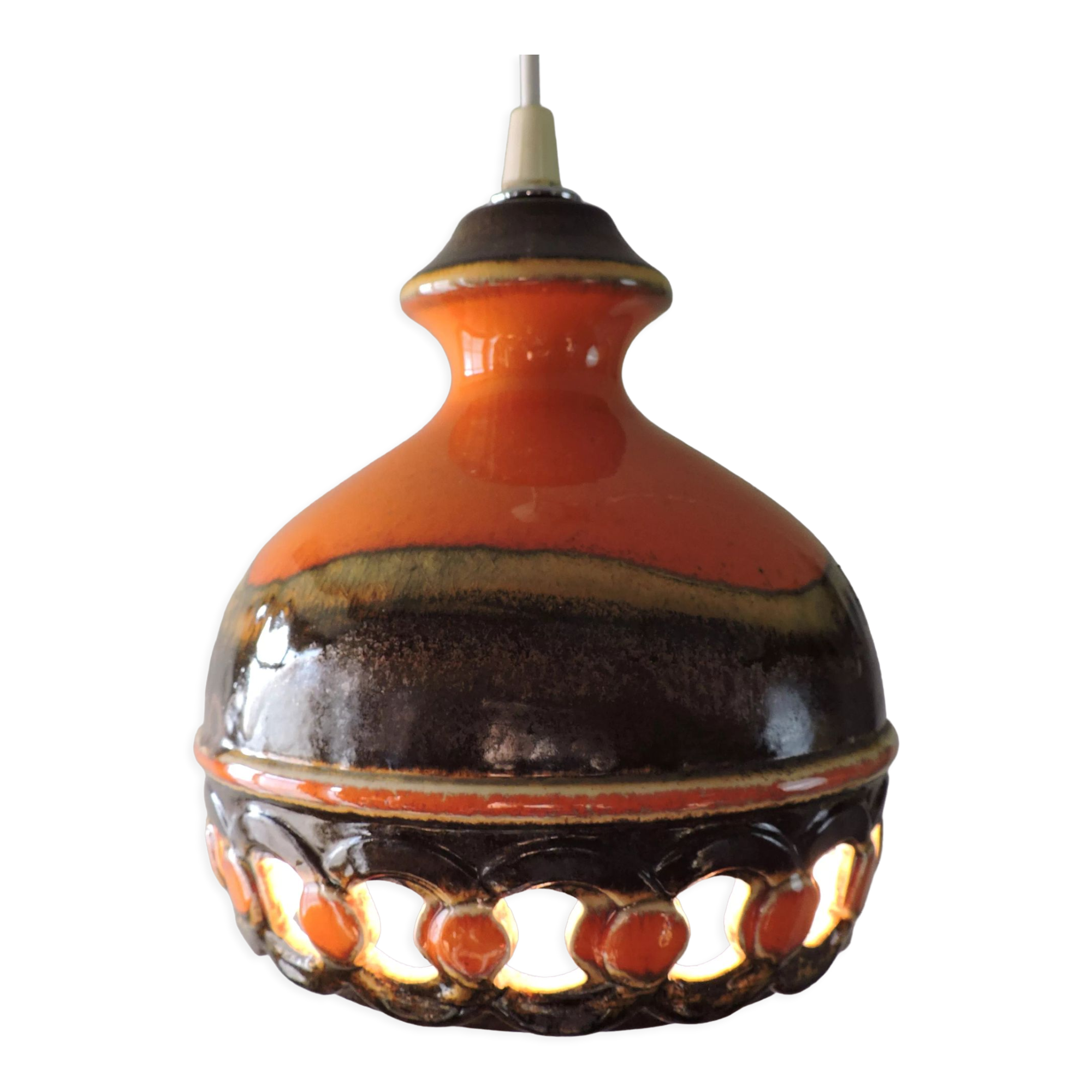 Vintage ceramic pendant lamp Fat Lava Germany 60s