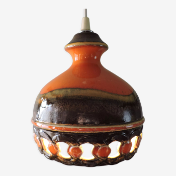 Vintage ceramic pendant lamp Fat Lava Germany 60s