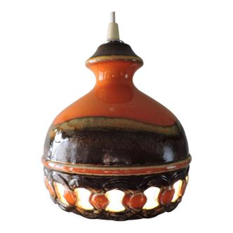 Vintage ceramic pendant lamp Fat Lava Germany 60s