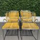 6 yellow and stackable armchairs, scoubidou by Dupré Perrin