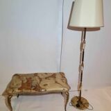 Marble and bronze brass coffee table and floor lamp set