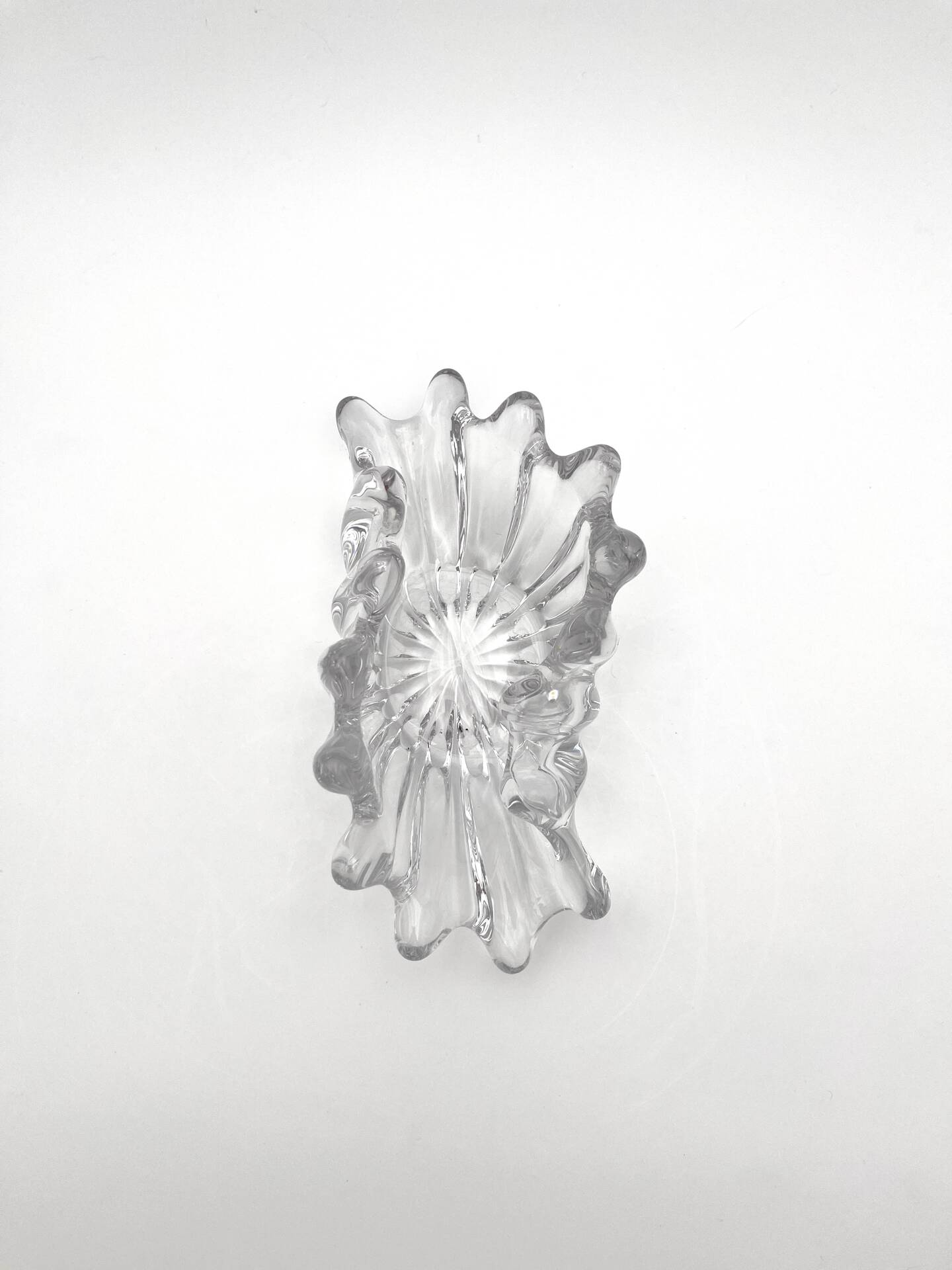 Ouraline Coupe Blown Glass Bohemia Shell Sculpture 1950