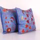 Lot de 2 housses de coussin brodées vintage 43x43 cm