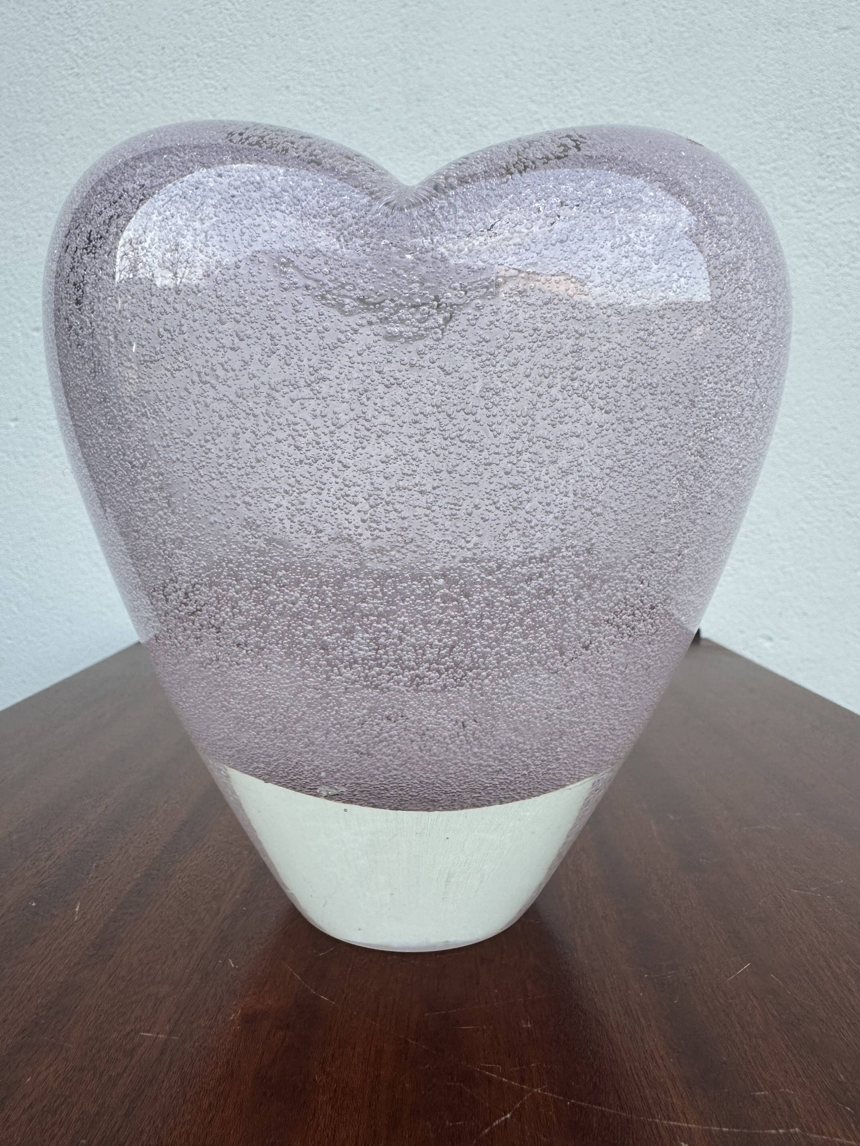 Heart-shaped bubble glass vase from the 1960s.