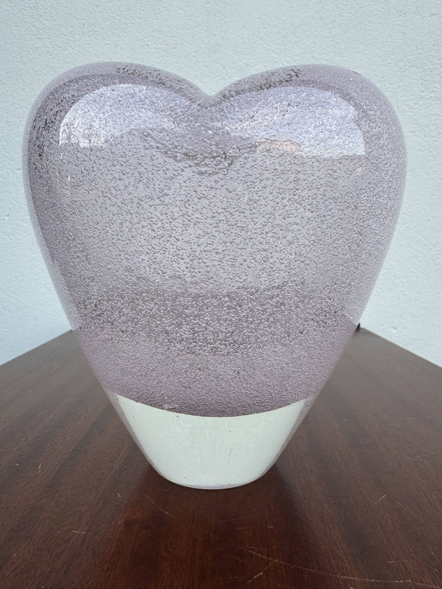 Heart-shaped bubble glass vase from the 1960s.