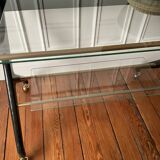 Italian design mahogany and glass rolling console