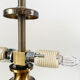 Glass and brass table lamp