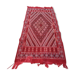 tapis kilim marocain rouge, tapis berbère en laine fait à la main 212/116cm