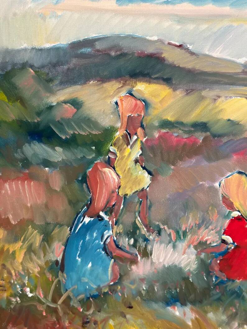 Original Swedish Oil on Canvas - "Children Playing" by Nils Sewerin (1920-1985) - Signed - Vintage and Framed - 77 × 66 cm (30.3" × 26")