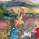 Original Swedish Oil on Canvas - "Children Playing" by Nils Sewerin (1920-1985) - Signed - Vintage and Framed - 77 × 66 cm (30.3" × 26")