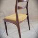 Set of 4 teak chairs with fabric seat in Scandinavian style.