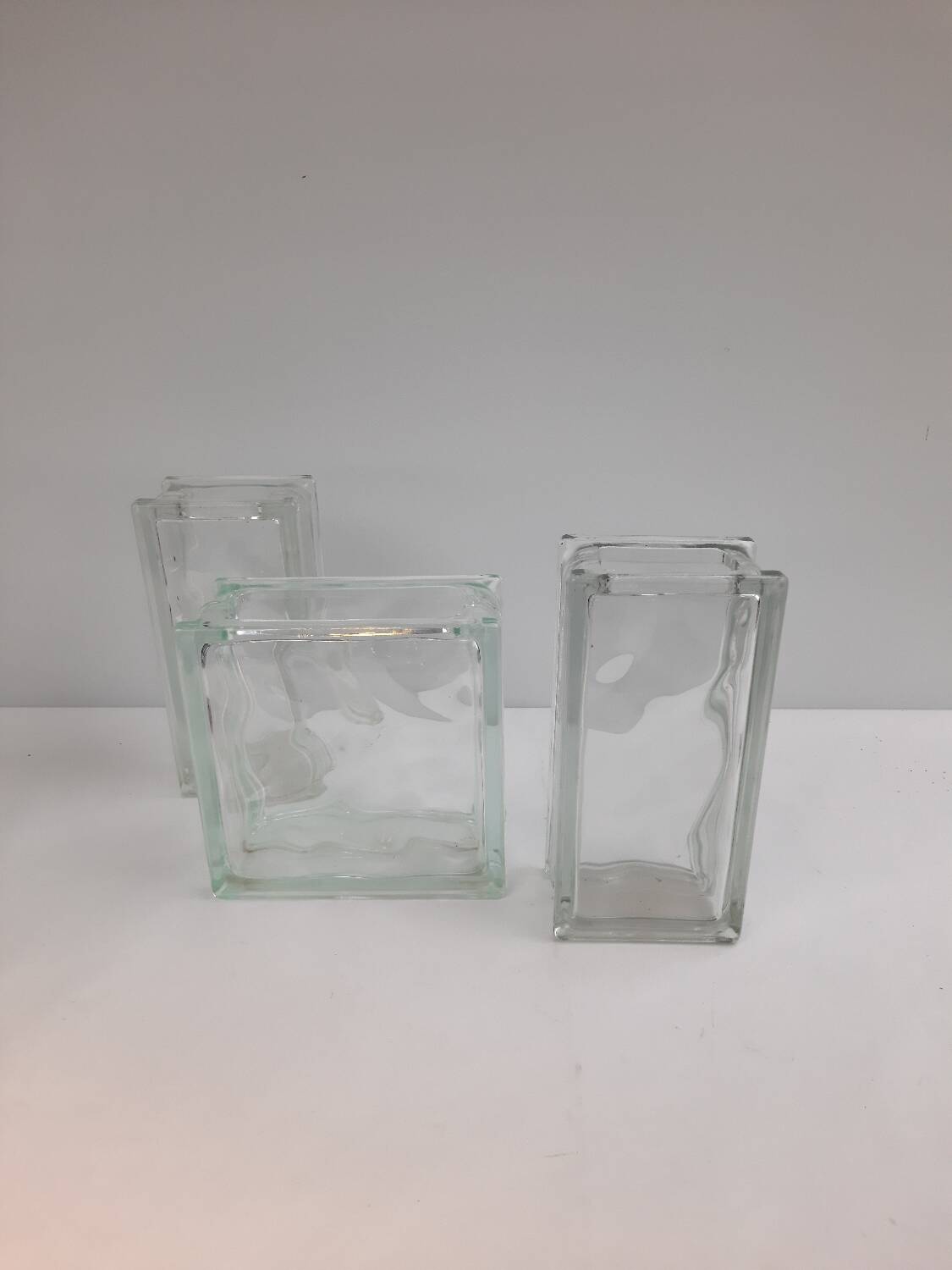 3 vintage glass brick vases