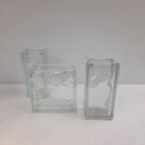3 vintage glass brick vases