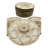 10 Longchamp earthenware oyster plates, 1960