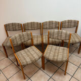 Lot de 6 chaises vintage en bois – style années 70