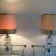 Paire de lampes en verre et chrome. Vers 1970