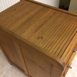 Old curtain oak wheeled box 1950
