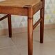 Vintage straw stool in cherry wood 70s/80s