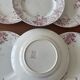Set of 6 antique red Terre de Fer plates St Amand Hamage model
