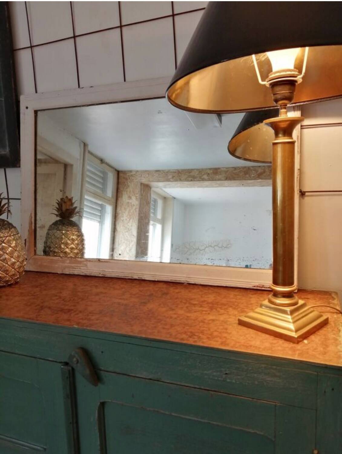 Vintage wooden mercury mirror