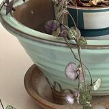 Vintage ceramic tripod pot and saucer