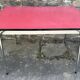 Red Formica table, 4 matching Formica chairs, vintage, 60s.