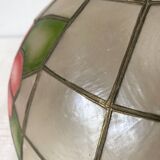 Vintage mother-of-pearl and brass flower pendant light