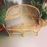 Vintage rattan bench
